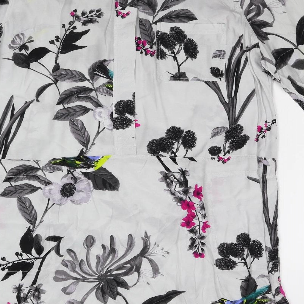Joules Womens Grey Floral  Basic Blouse Size 14