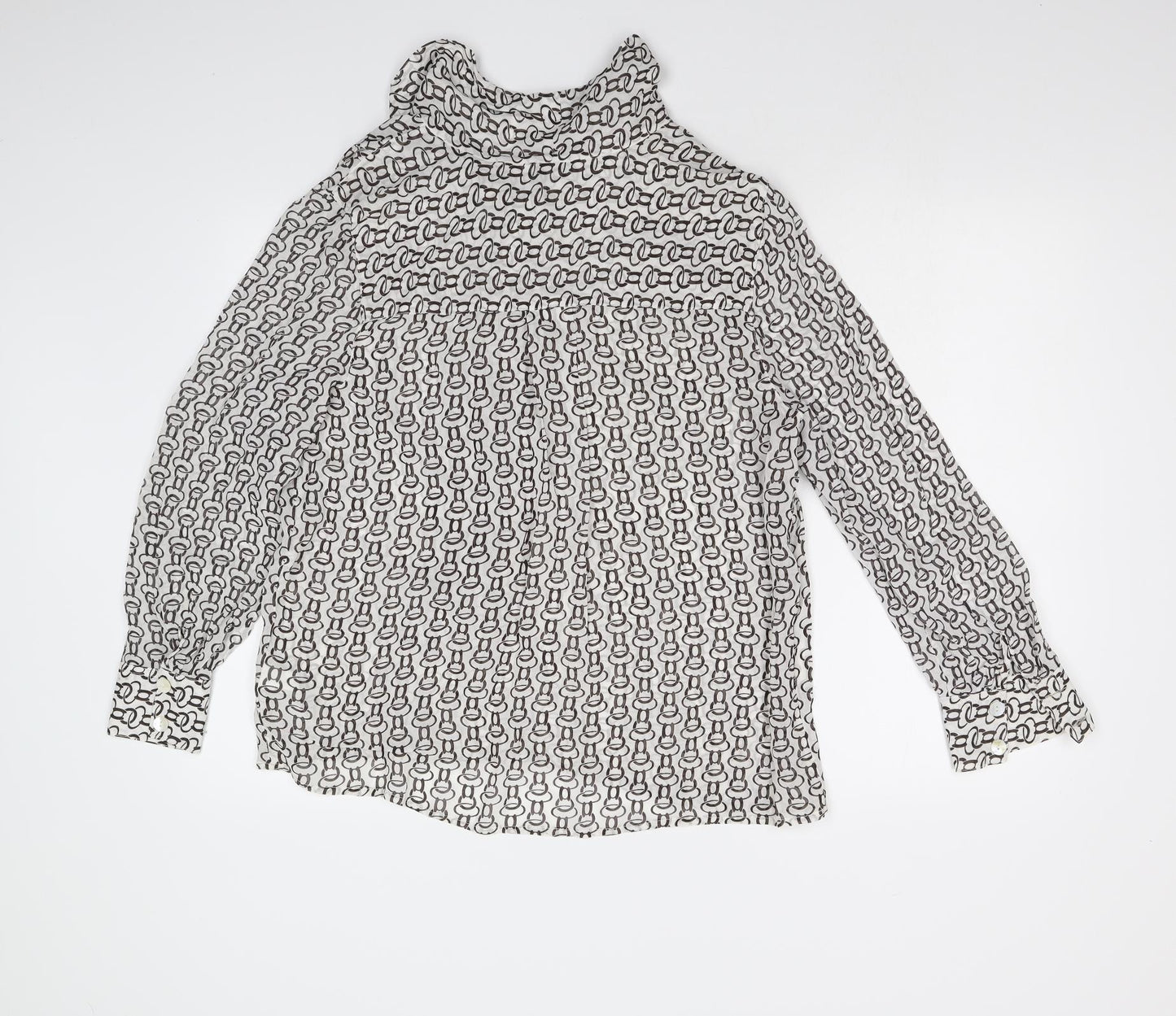 NEXT Womens Multicoloured Geometric  Basic Blouse Size 14  - Pussy Bow