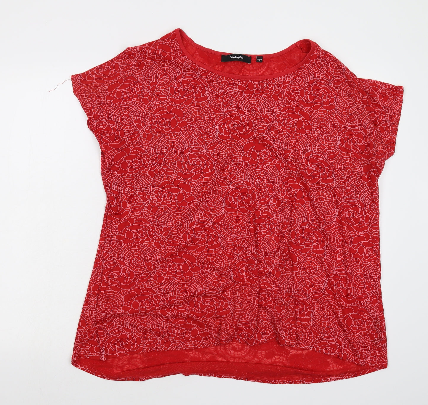 Simply Be Womens Red Geometric  Basic T-Shirt Size 20