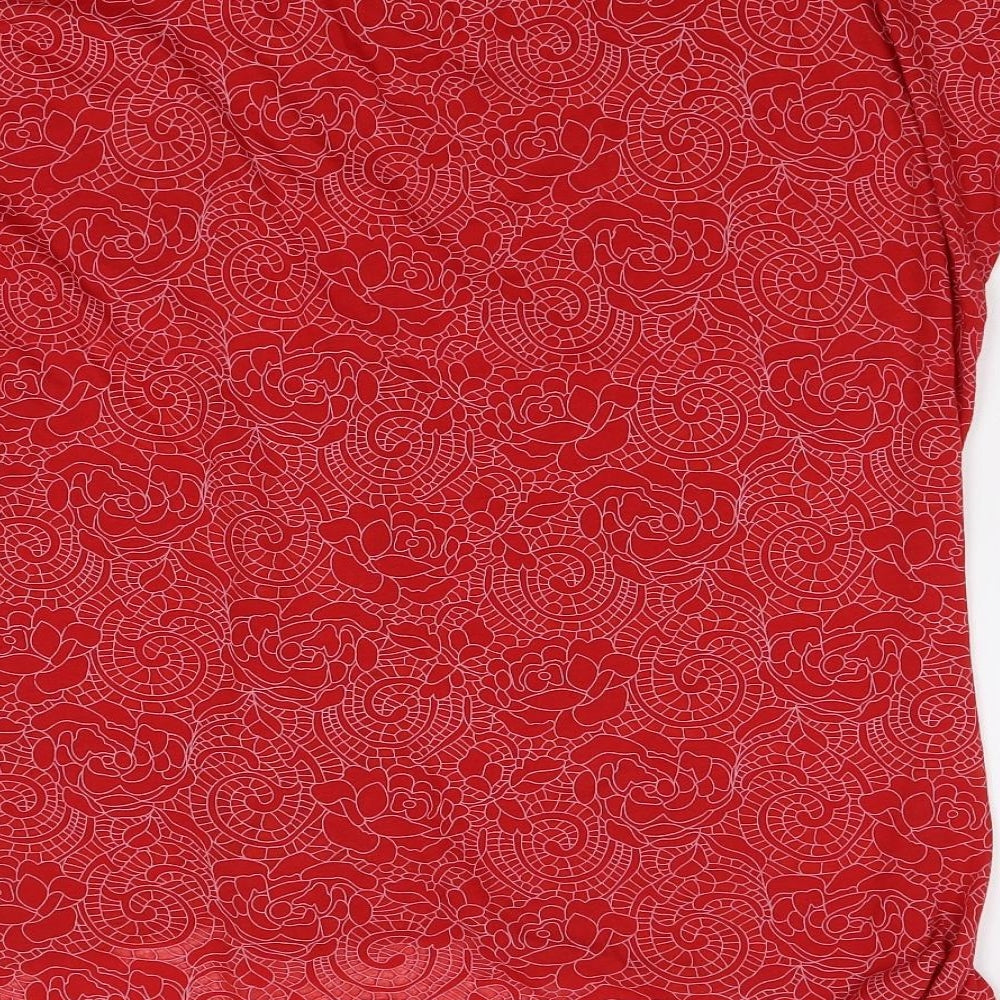 Simply Be Womens Red Geometric  Basic T-Shirt Size 20