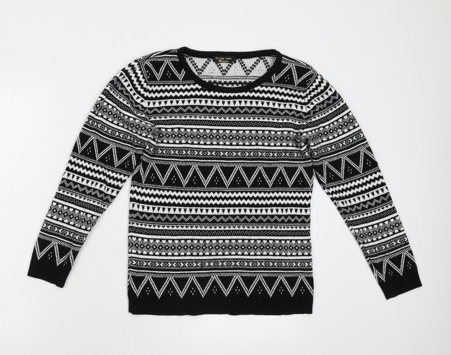 Blue Inc Womens Multicoloured Geometric Knit Pullover Jumper Size 10
