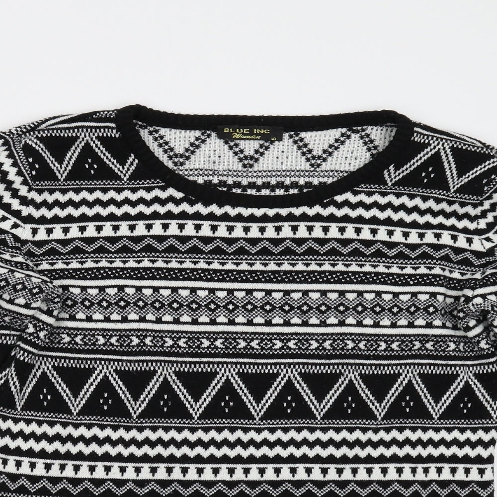 Blue Inc Womens Multicoloured Geometric Knit Pullover Jumper Size 10