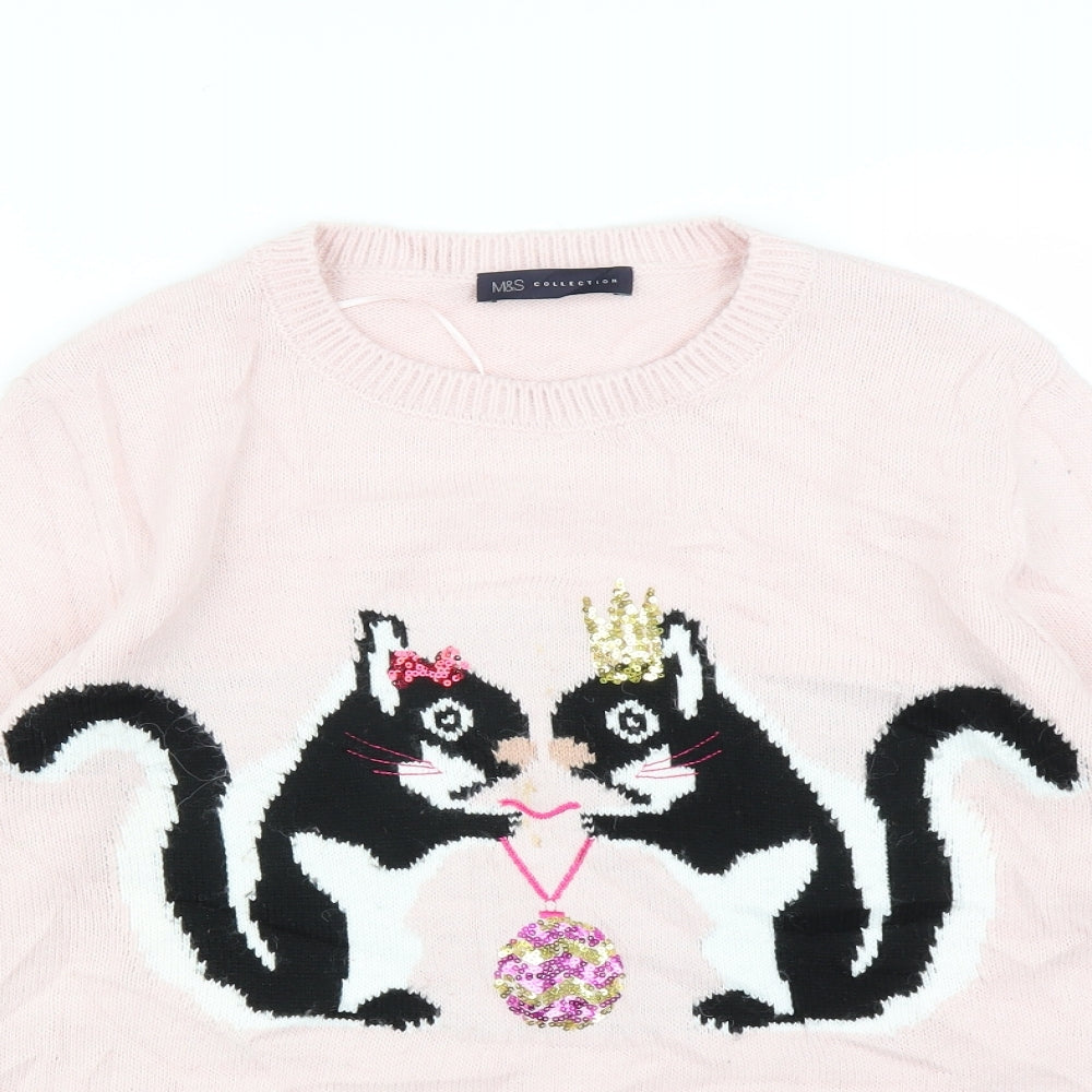 Marks and Spencer Womens Pink  Knit Pullover Jumper Size M  - Squirrel