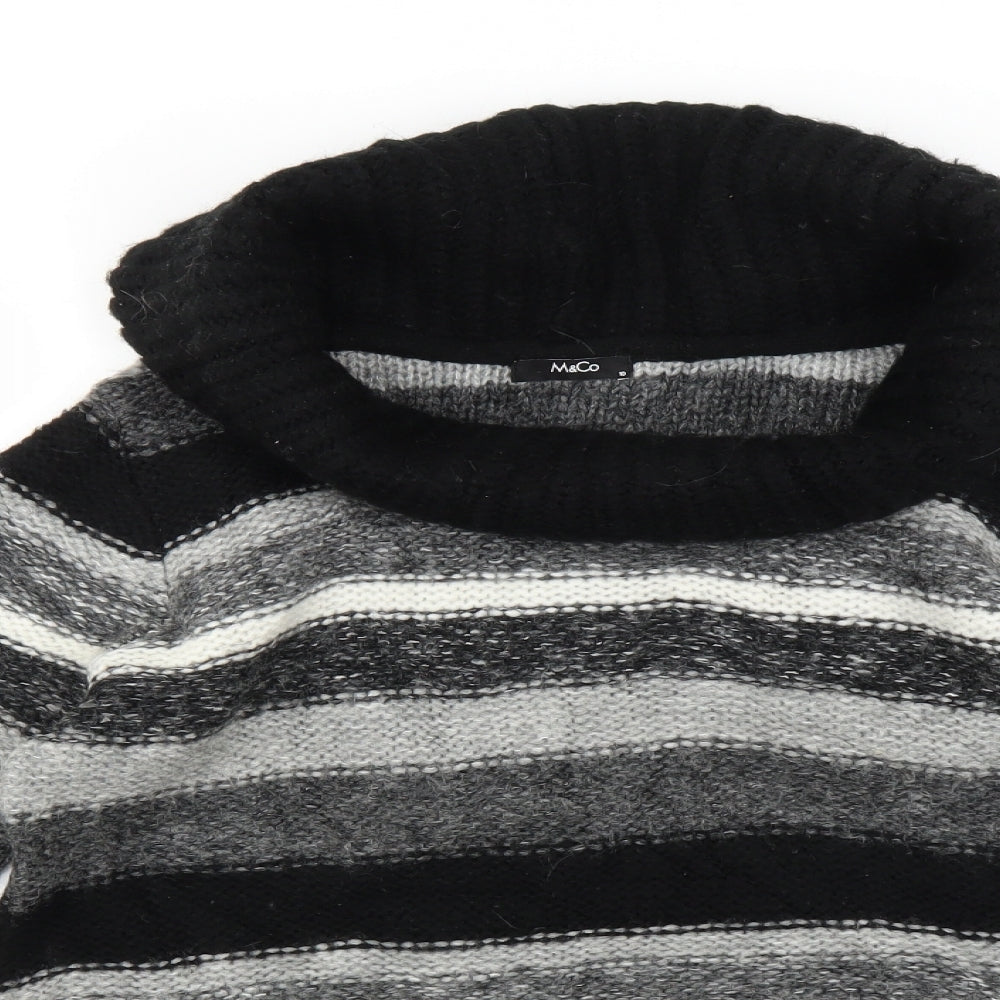 M&Co Womens Grey Striped  Pullover Jumper Size 10