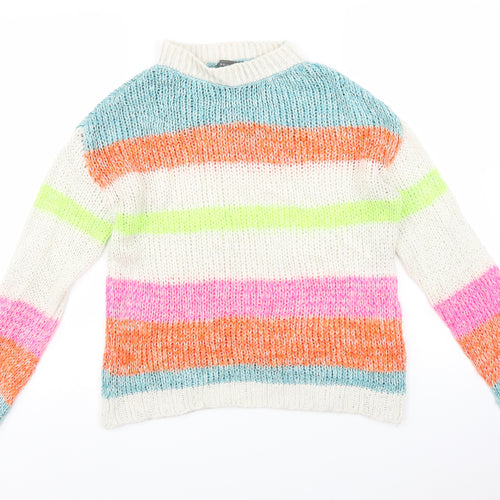 Primark Womens White Striped Knit Pullover Jumper Size XS