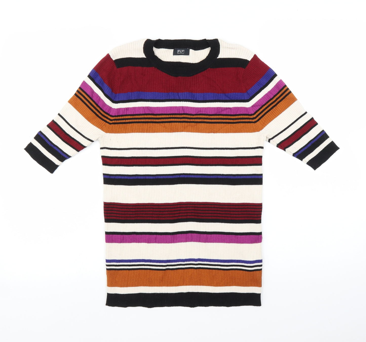 F&F Womens Ivory Striped  Pullover Jumper Size 14