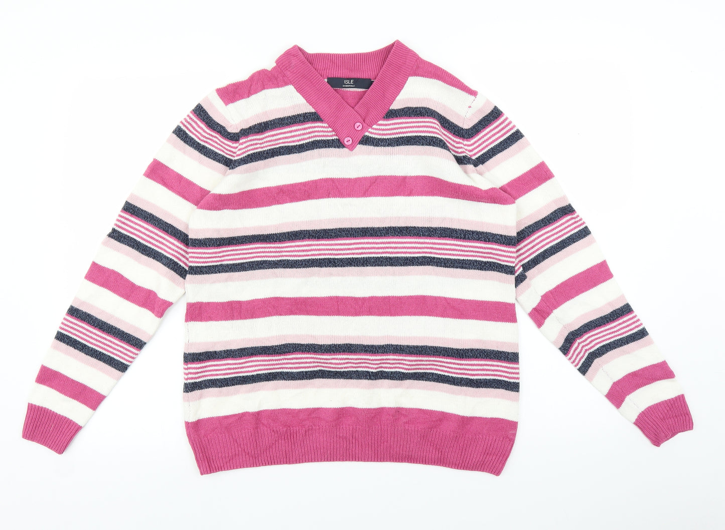 ISLE Womens Pink Striped  Pullover Jumper Size M