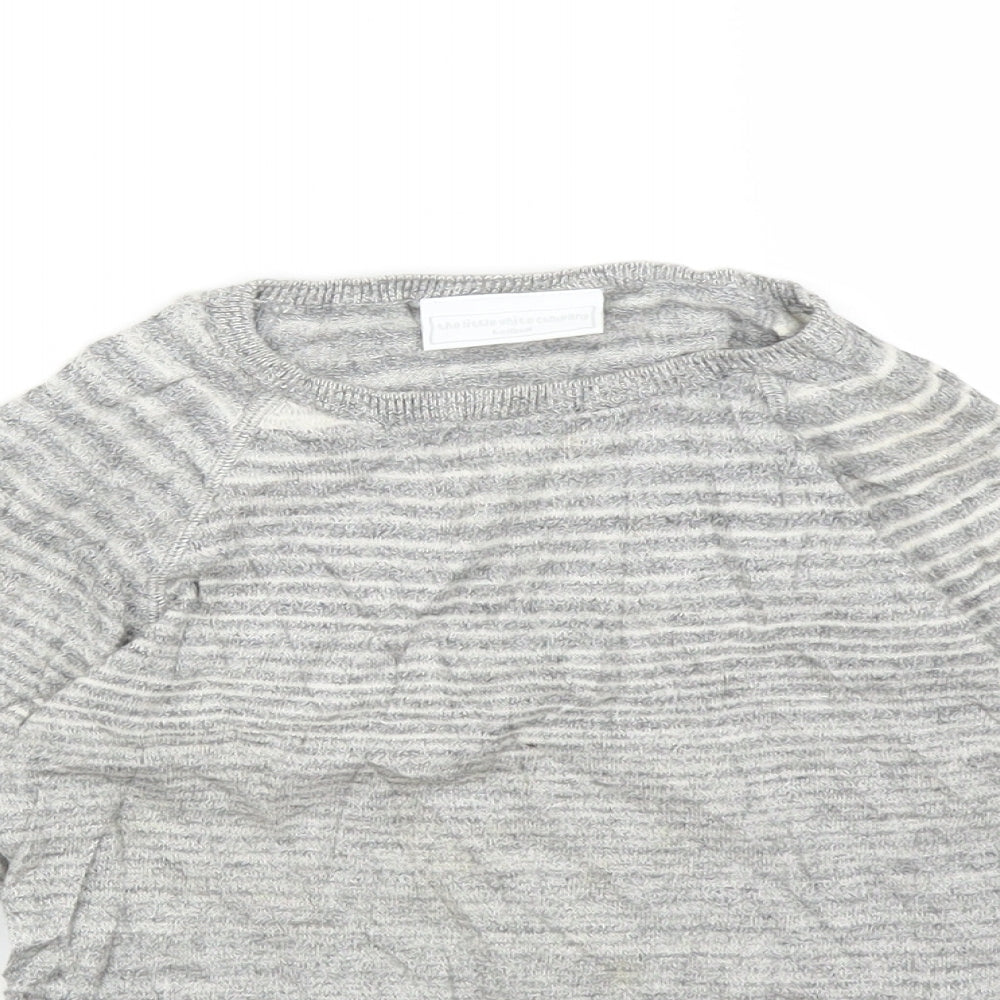 The White Company  Boys Grey Striped  Pullover Jumper Size 3-4 Years