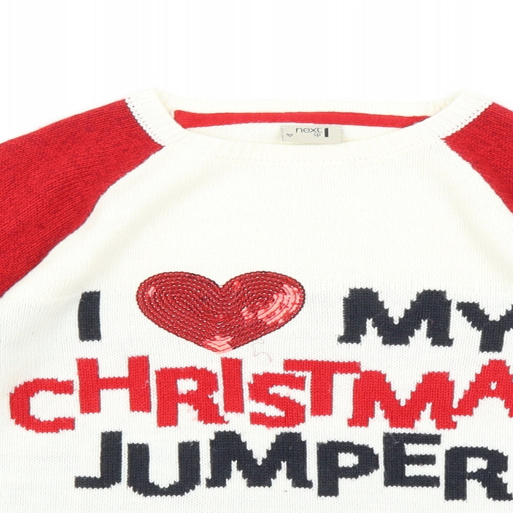 NEXT Girls White   Pullover Jumper Size 11-12 Years