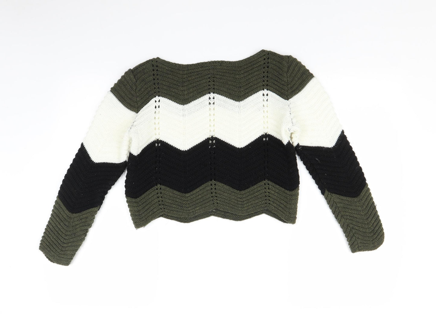 Quiz Womens Green Geometric  Pullover Jumper Size S