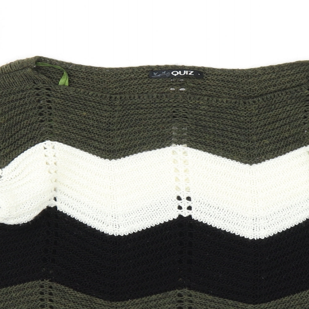 Quiz Womens Green Geometric  Pullover Jumper Size S