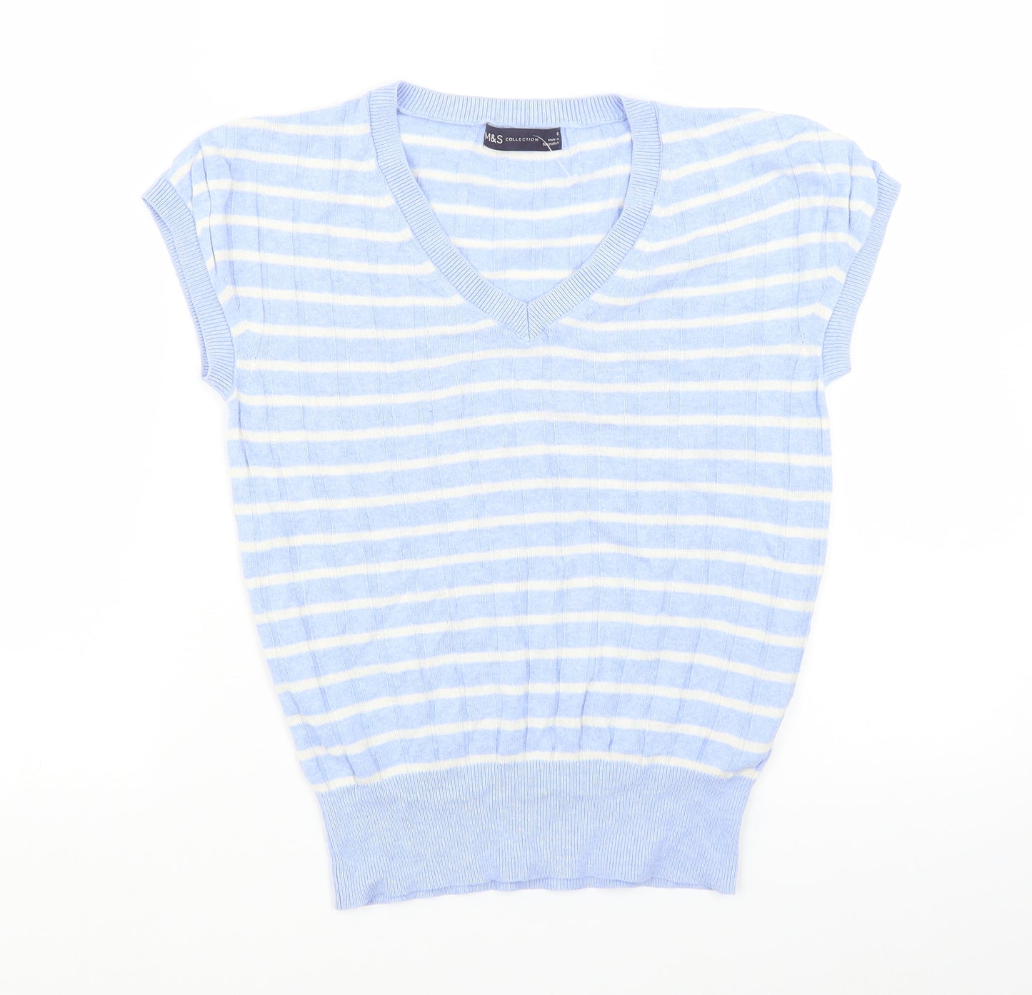 Marks and Spencer Womens Blue Striped  Pullover Jumper Size S
