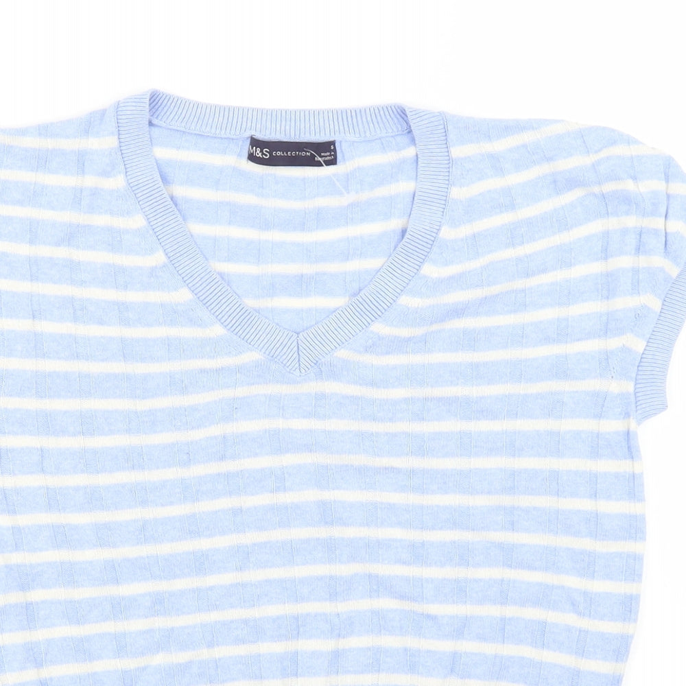 Marks and Spencer Womens Blue Striped  Pullover Jumper Size S
