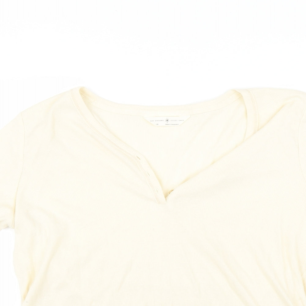 Marks and Spencer Womens Yellow Solid   Pyjama Top Size 16