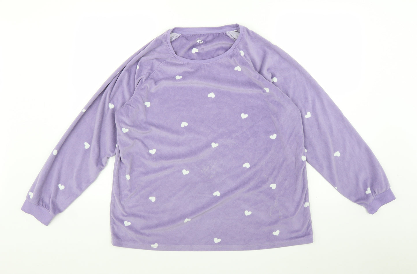 Primark Womens Purple Polka Dot Velvet  Pyjama Top Size L