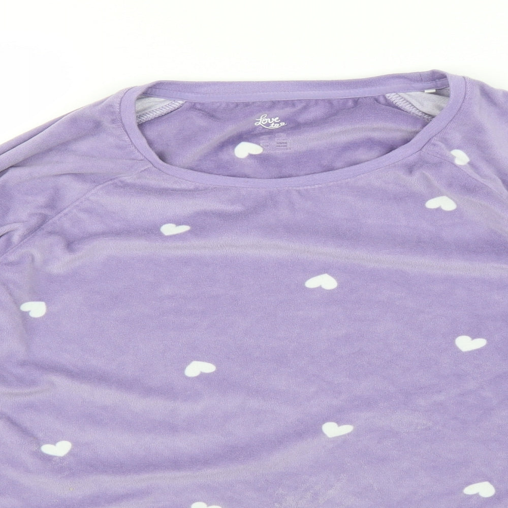 Primark Womens Purple Polka Dot Velvet  Pyjama Top Size L