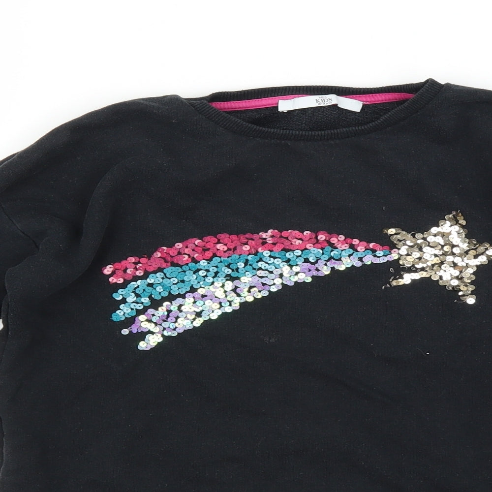 Marks and Spencer Girls Black   Pullover Jumper Size 10-11 Years  - Shooting Star