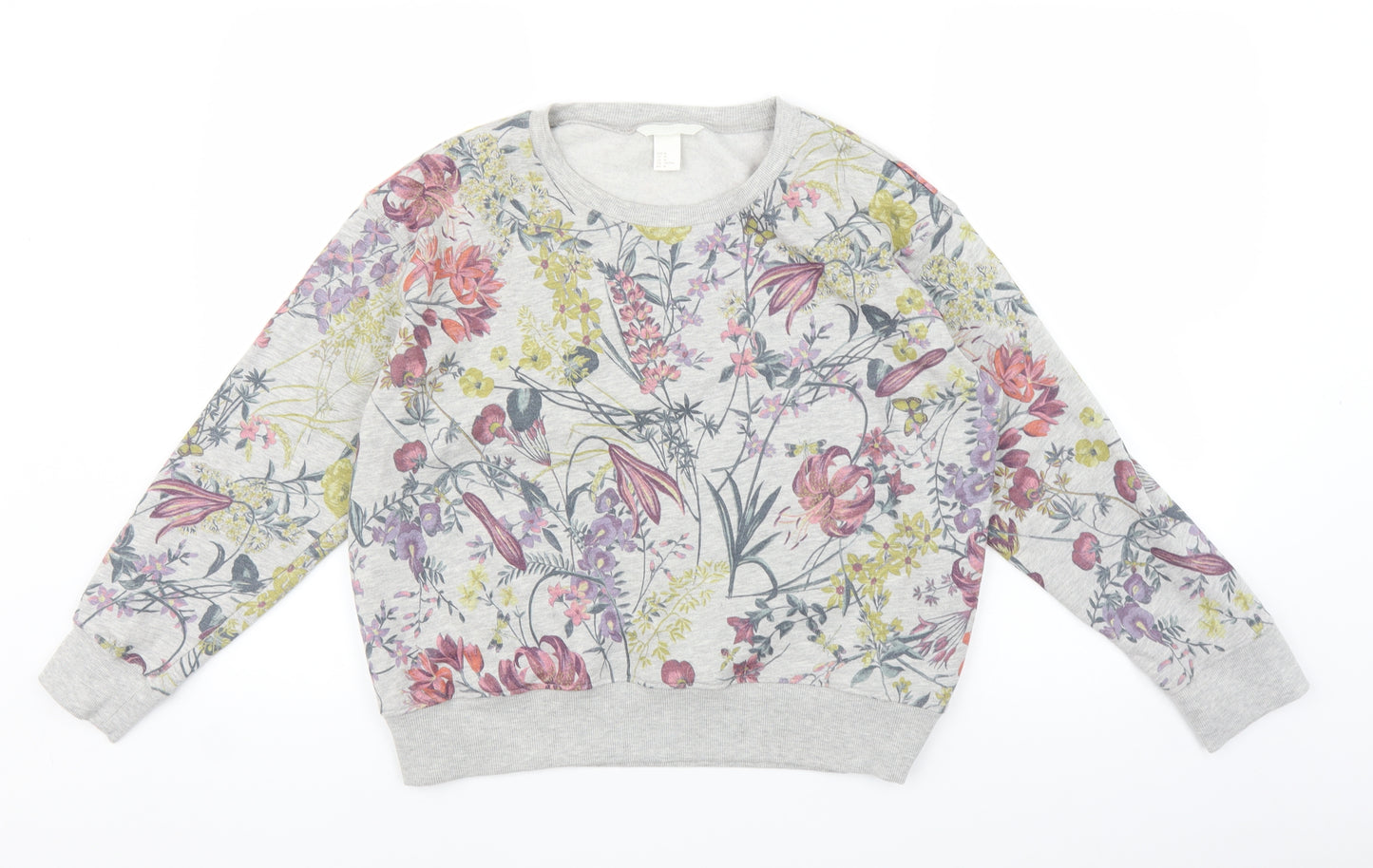 H&M Womens Grey Floral  Pullover Jumper Size M