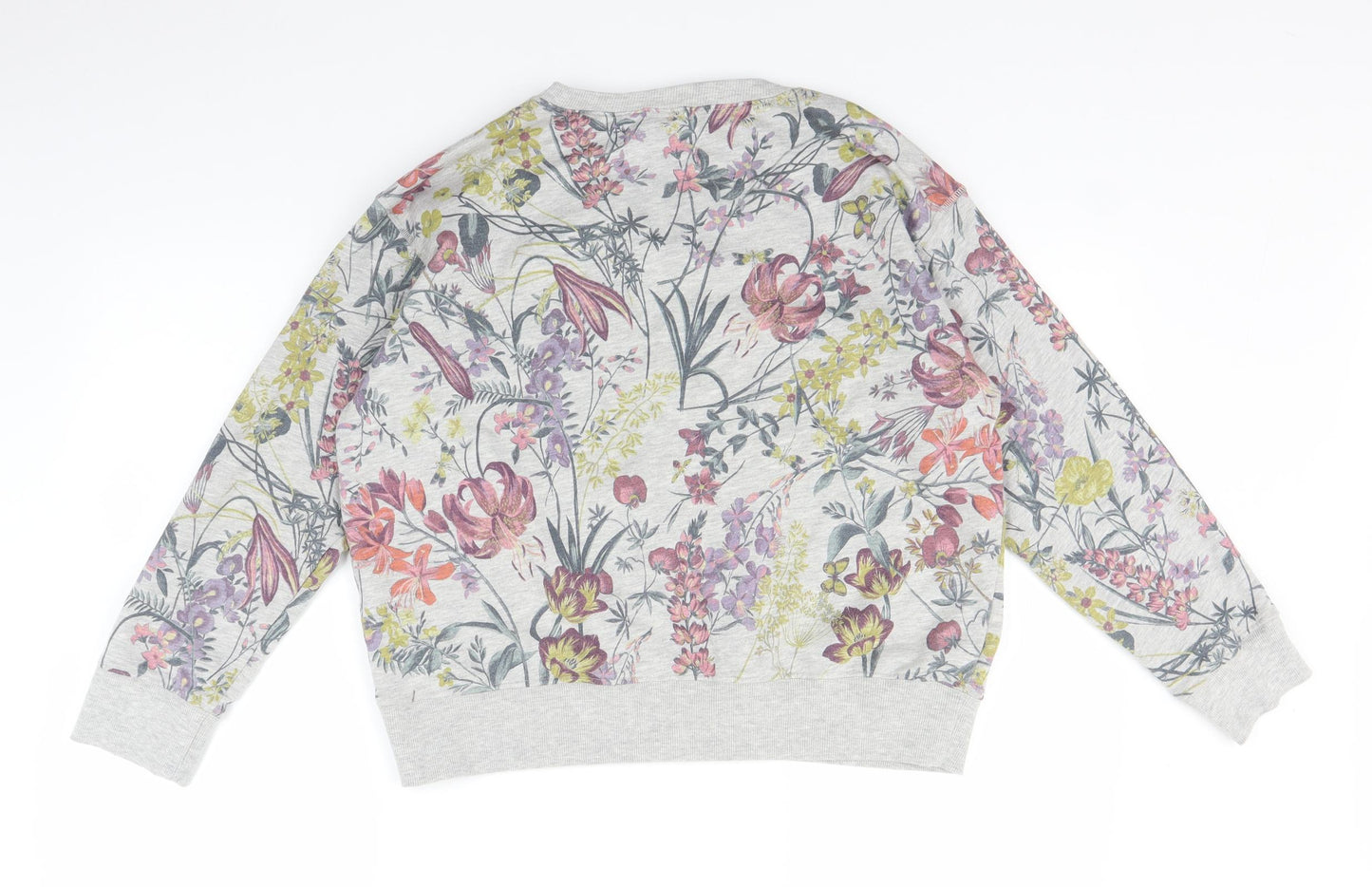 H&M Womens Grey Floral  Pullover Jumper Size M