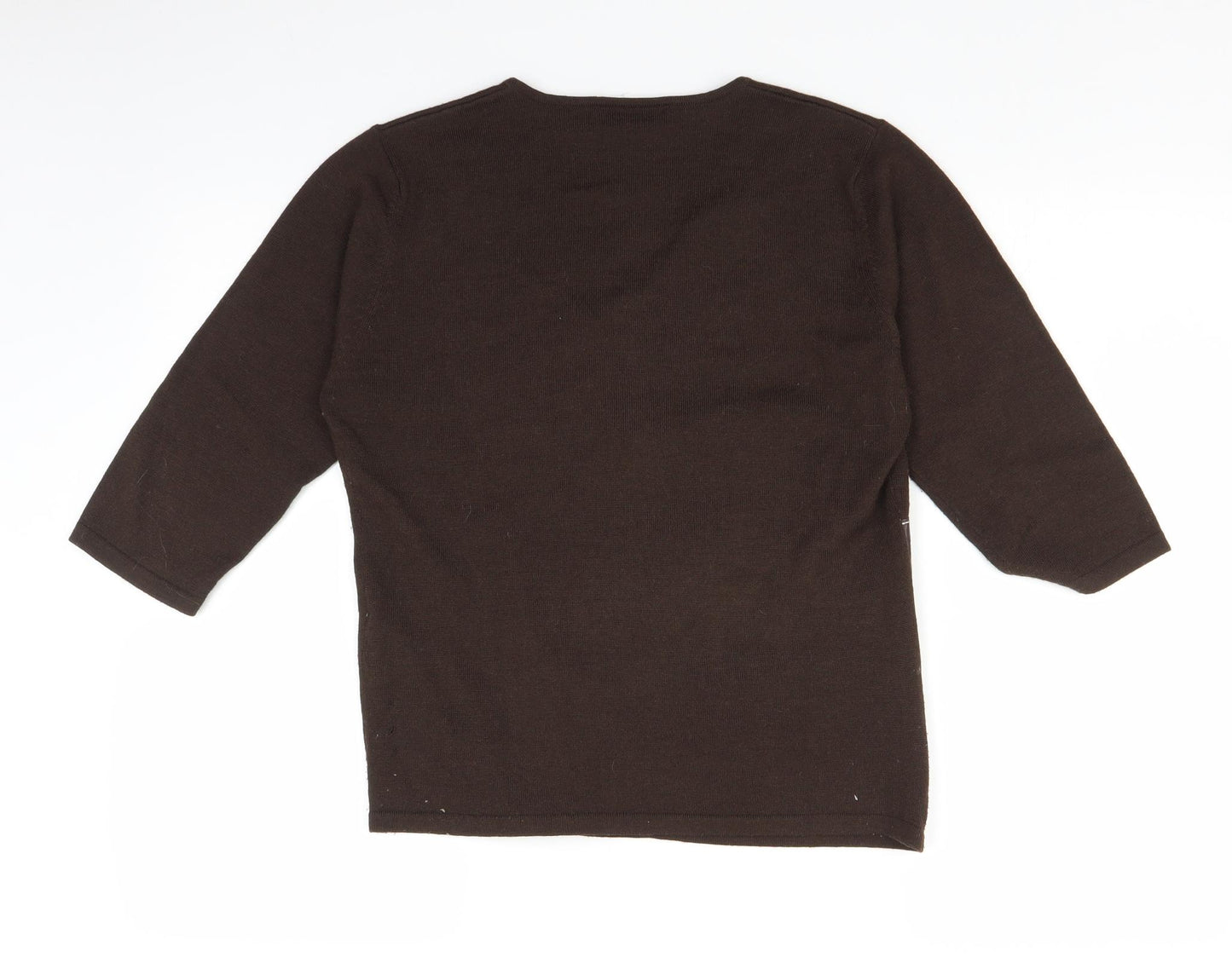 Passport Womens Brown   Basic Blouse Size L  - Applique