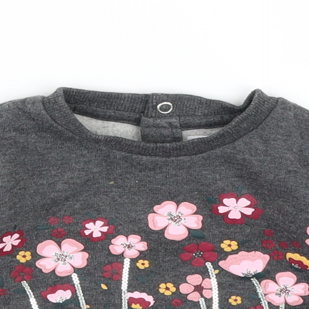 Primark Girls Grey   Pullover Jumper Size 0-3 Months  - Flowers