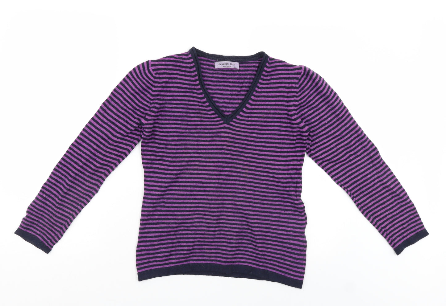 Brunella Gori Womens Purple Striped  Pullover Jumper Size M