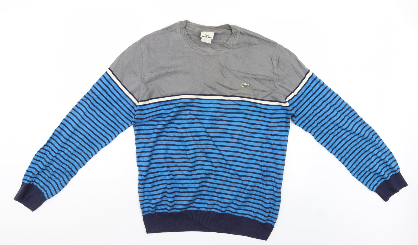 Lacoste Mens Multicoloured Striped  Pullover Jumper Size L