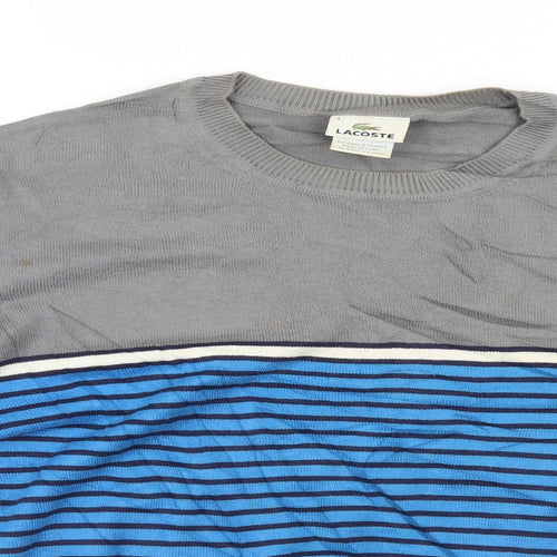 Lacoste Mens Multicoloured Striped  Pullover Jumper Size L