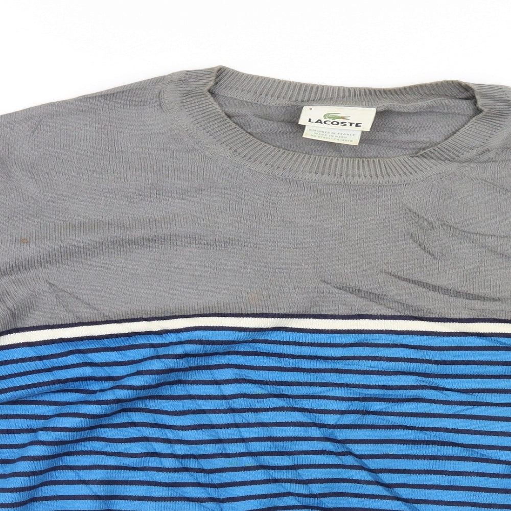 Lacoste Mens Multicoloured Striped  Pullover Jumper Size L