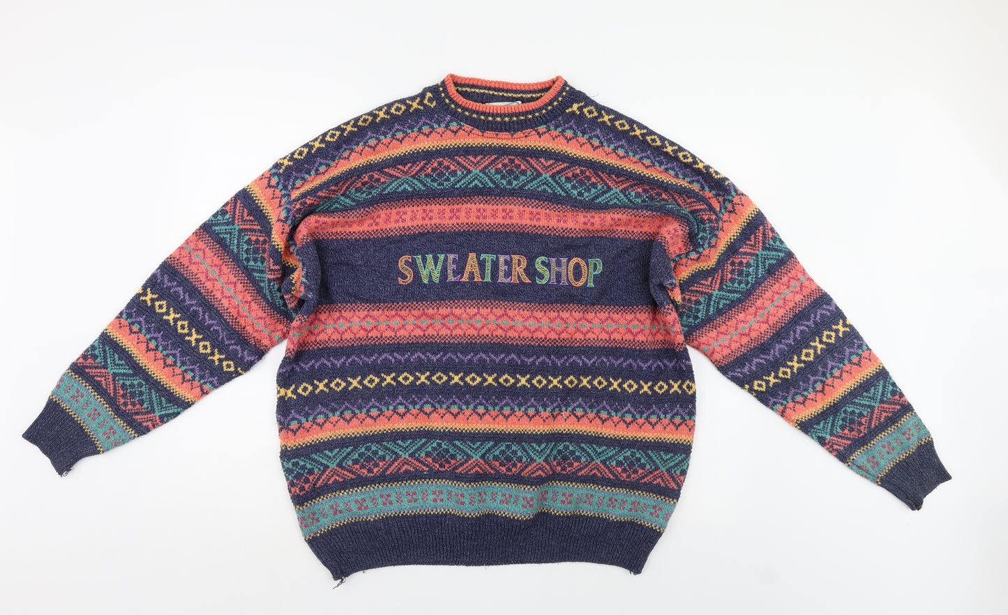 The Sweater Shop Mens Multicoloured Geometric  Pullover Jumper Size L