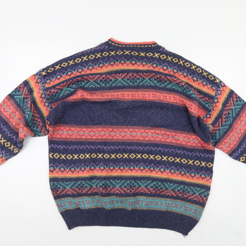 The Sweater Shop Mens Multicoloured Geometric  Pullover Jumper Size L