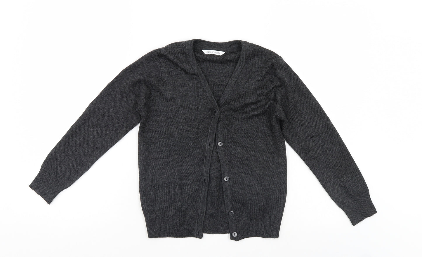 M&S Girls Grey   Cardigan Jumper Size 7-8 Years