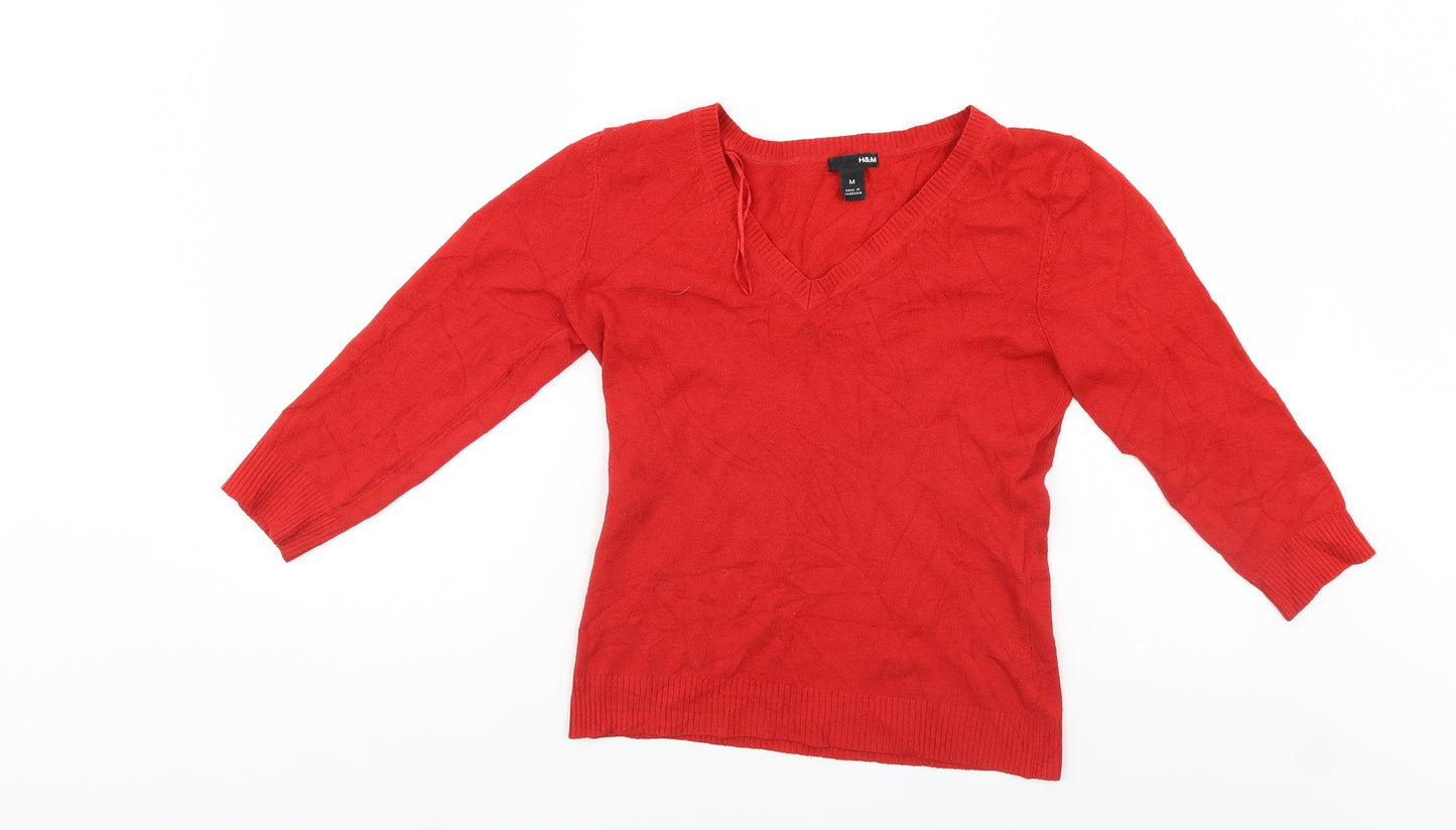 H&M Womens Red   Pullover Jumper Size M