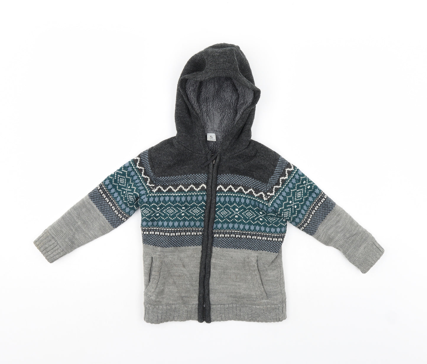 TU Boys Multicoloured Geometric  Full Zip Hoodie Size 4 Years