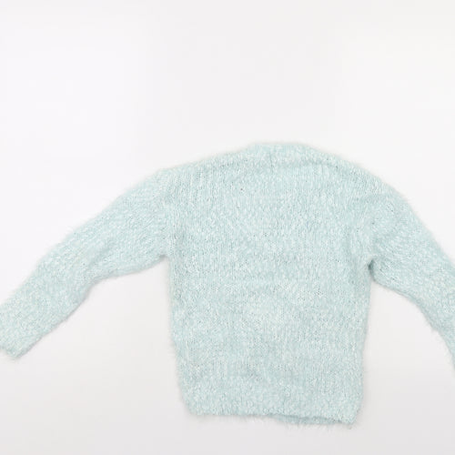 George Girls Blue   Pullover Jumper Size 6-7 Years  - Heart shape