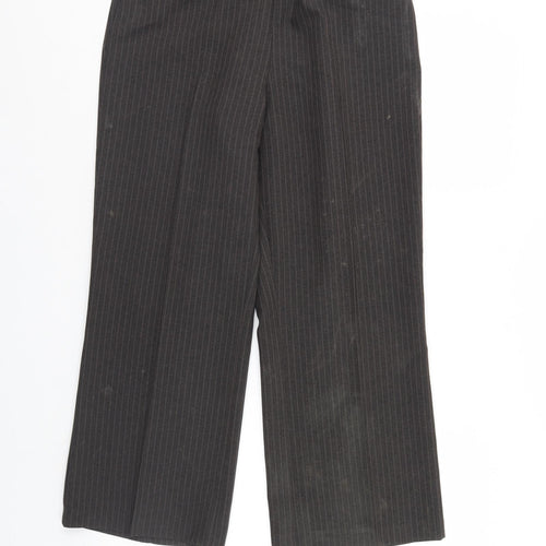 BM Womens Brown Striped  Cropped Trousers Size 12 L25 in - Elastic Waist