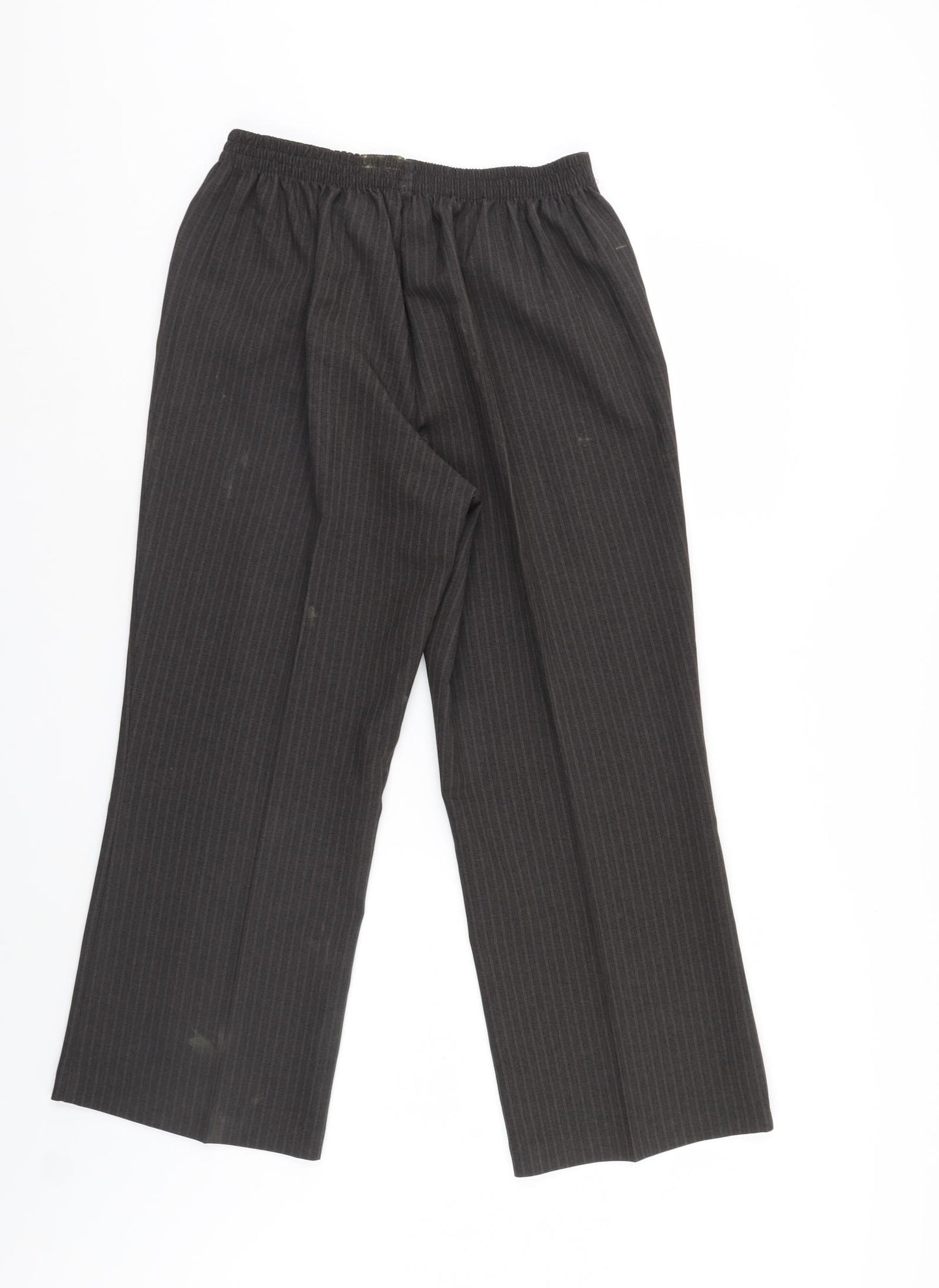BM Womens Brown Striped  Cropped Trousers Size 12 L25 in - Elastic Waist