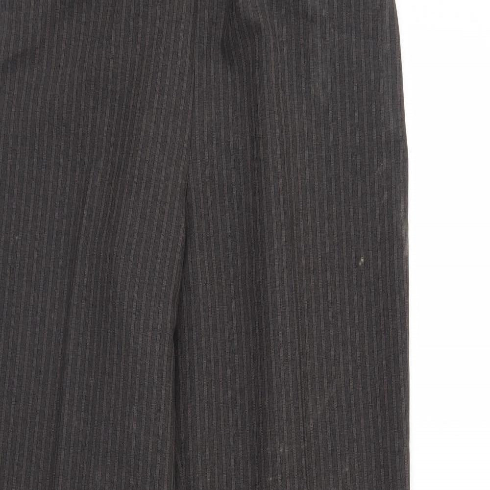 BM Womens Brown Striped  Cropped Trousers Size 12 L25 in - Elastic Waist