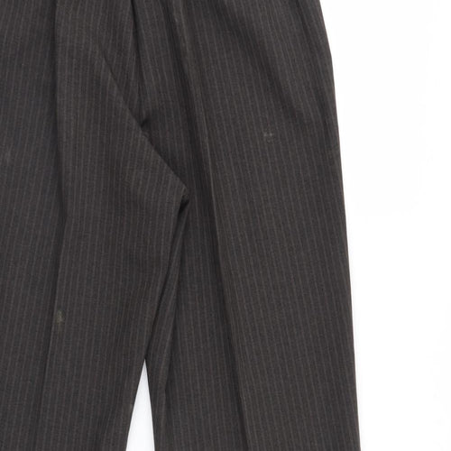BM Womens Brown Striped  Cropped Trousers Size 12 L25 in - Elastic Waist