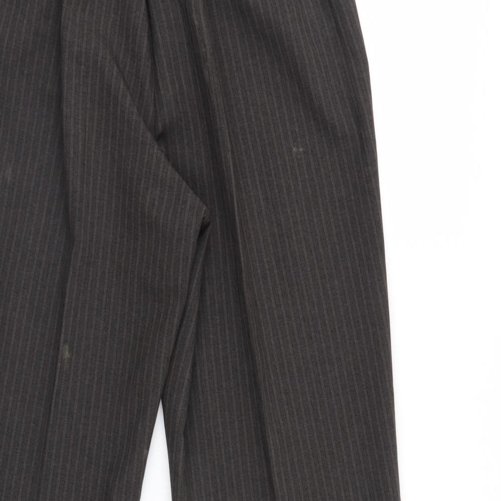 BM Womens Brown Striped  Cropped Trousers Size 12 L25 in - Elastic Waist