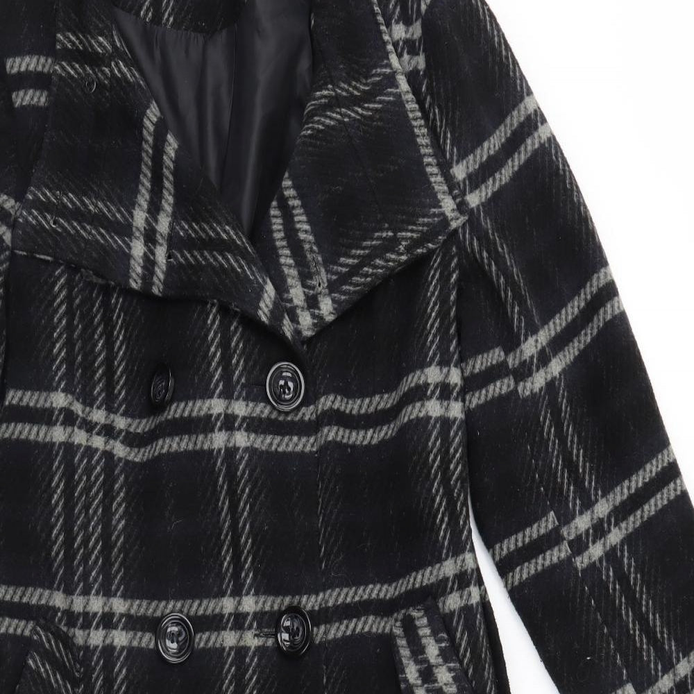F&F Womens Black Check  Trench Coat Coat Size 16
