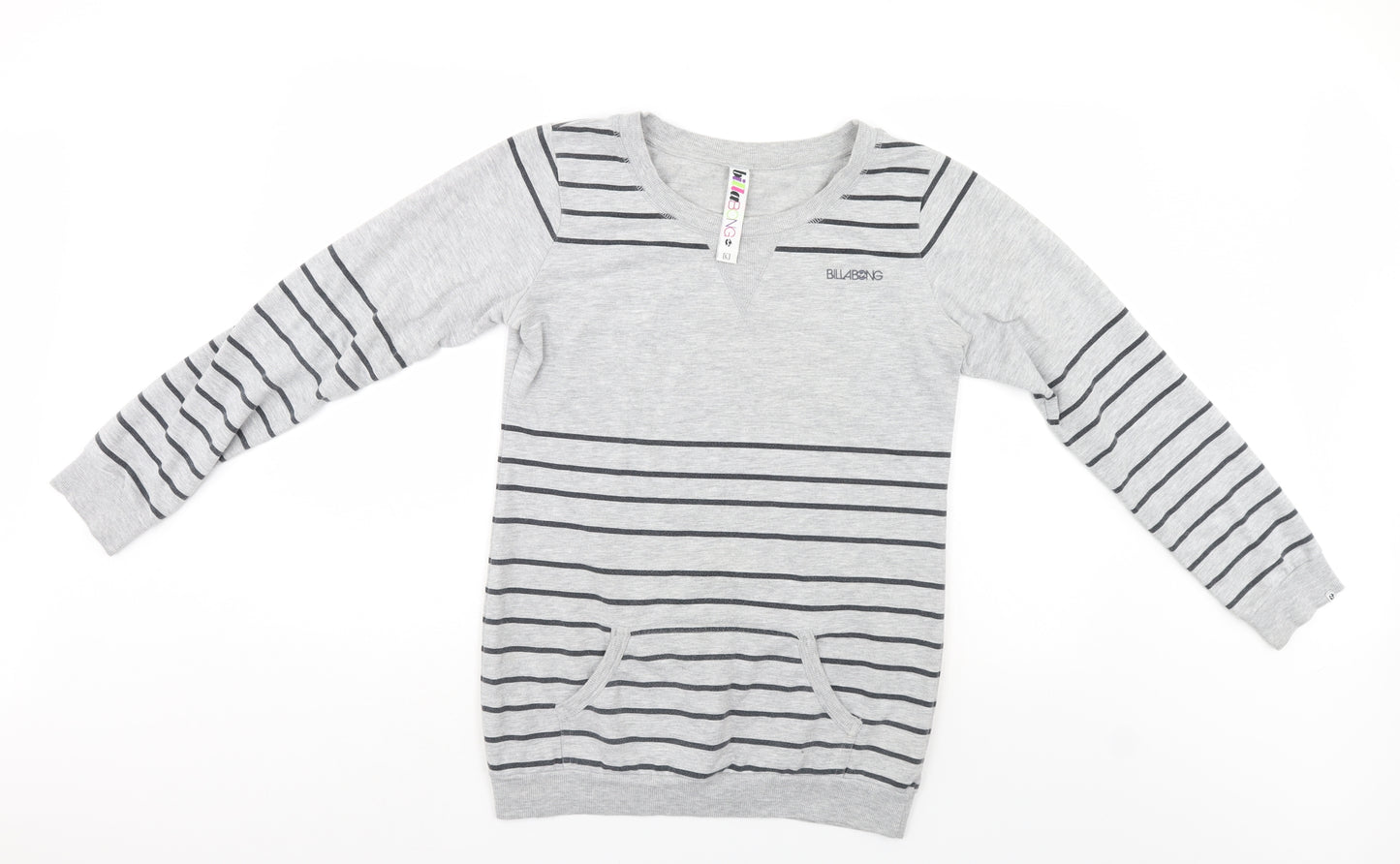 Billabong Womens Grey Striped  Pullover Sweatshirt Size L