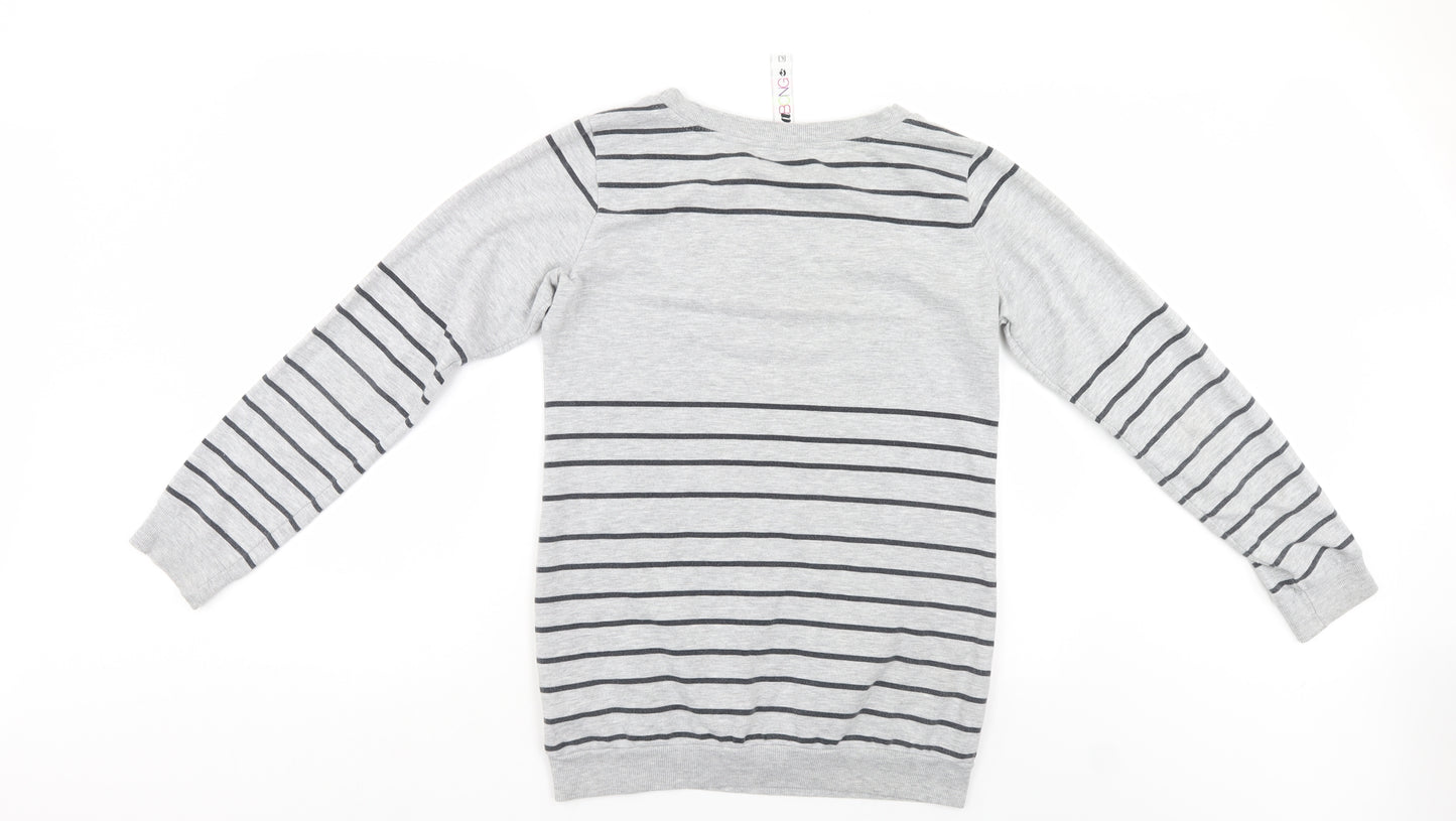 Billabong Womens Grey Striped  Pullover Sweatshirt Size L