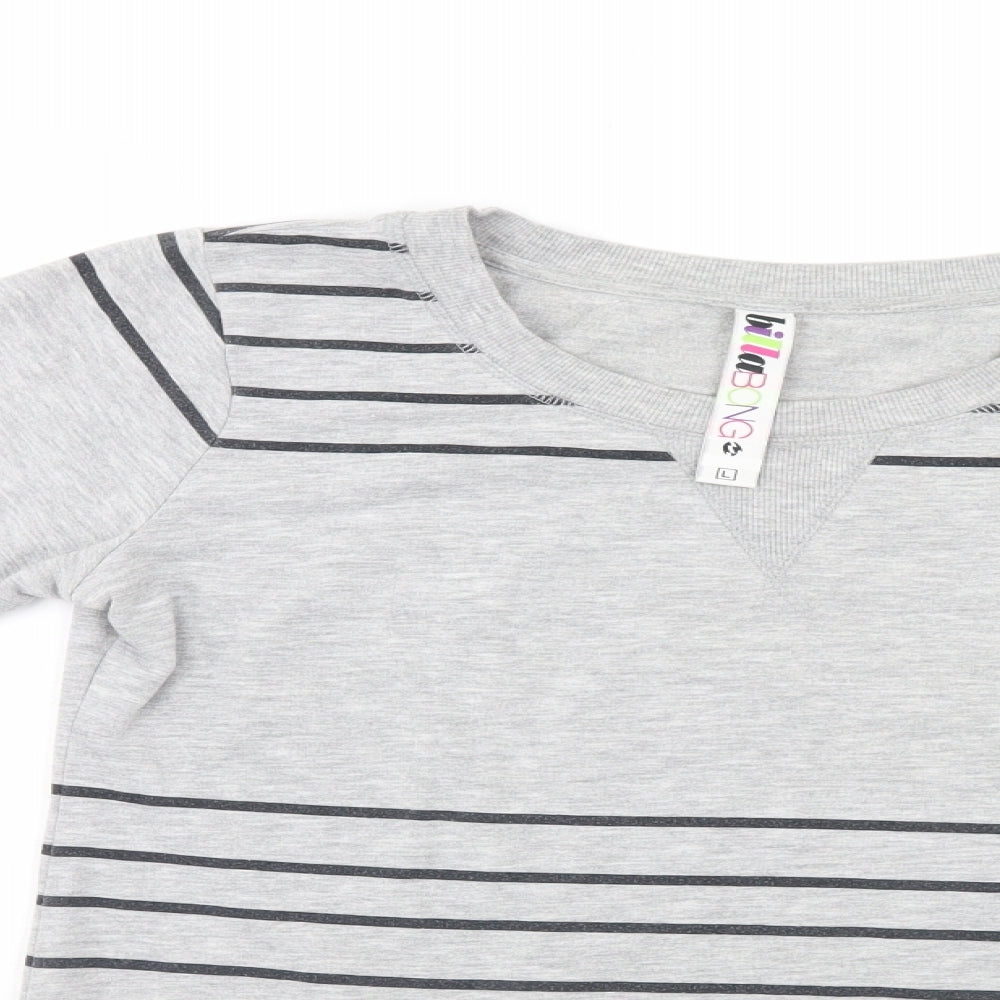 Billabong Womens Grey Striped  Pullover Sweatshirt Size L