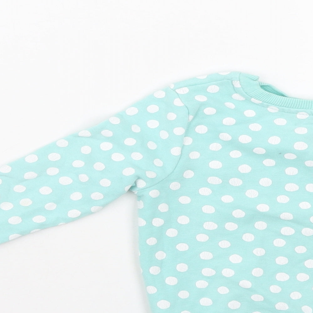 George Girls Blue Polka Dot  Pullover Sweatshirt Size 3-4 Years
