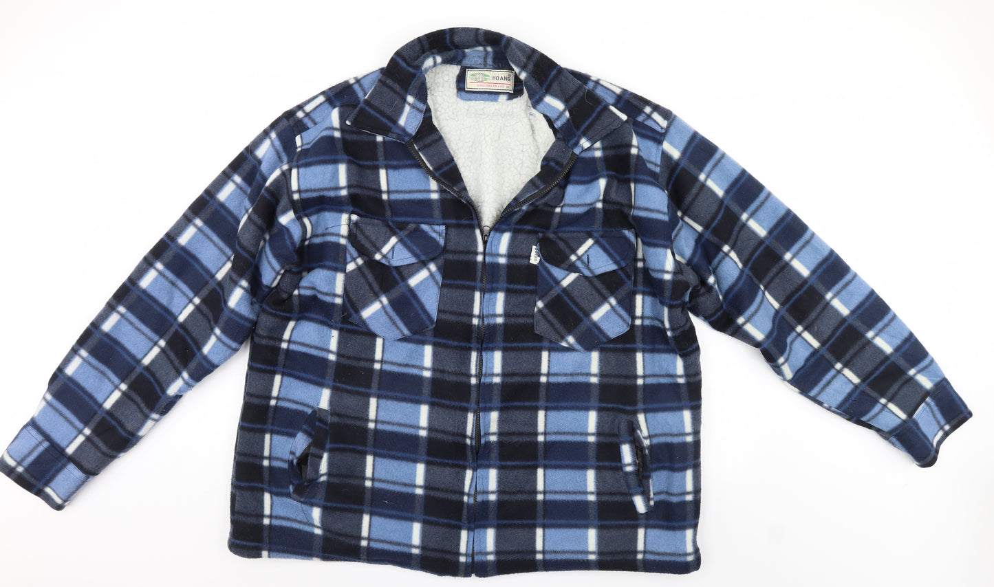 Hoang Mens Blue Check  Quilted Jacket Size 2XL