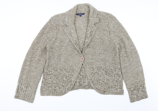 Front view of Casual Club women’s brown jacket, size UK 20