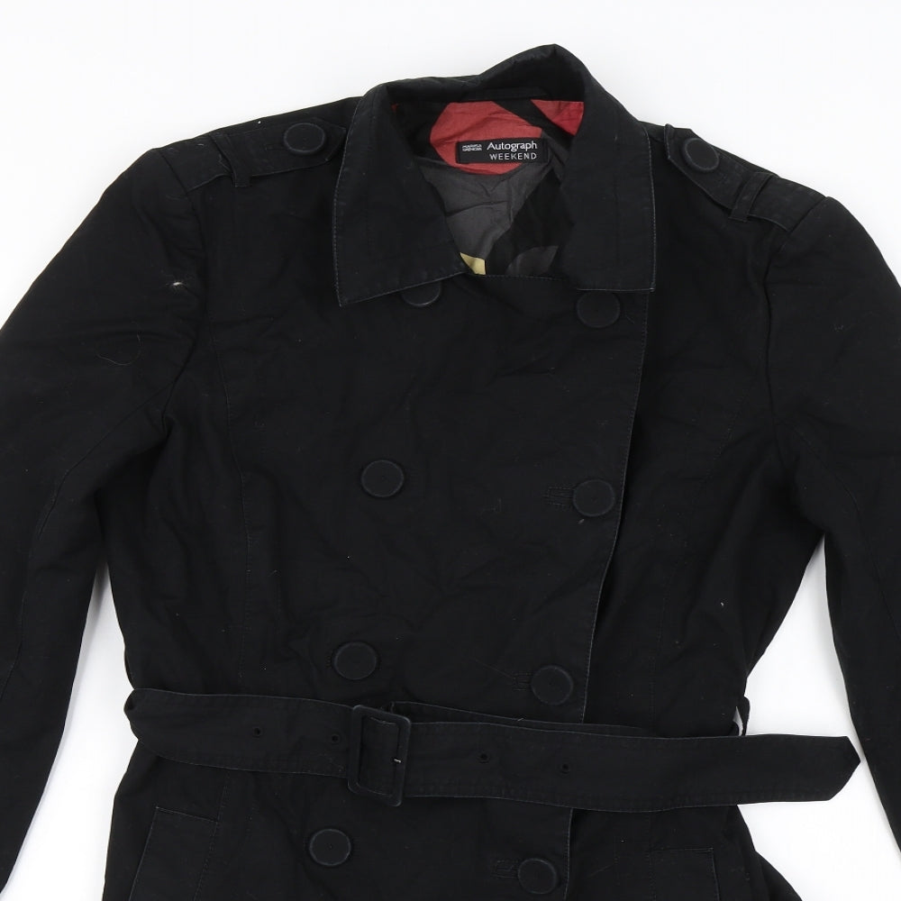 Autograph Womens Black   Trench Coat Jacket Size 10