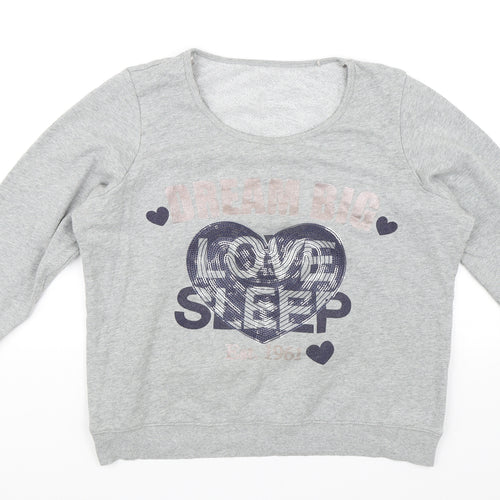 George Womens Grey Solid  Top Pyjama Top Size 16  - Dream big