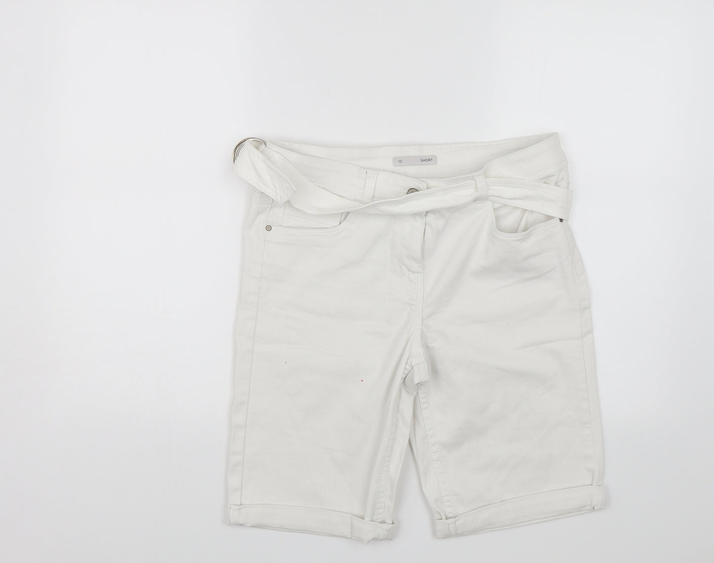 Nutmeg Womens White  Denim Chino Shorts Size 12
